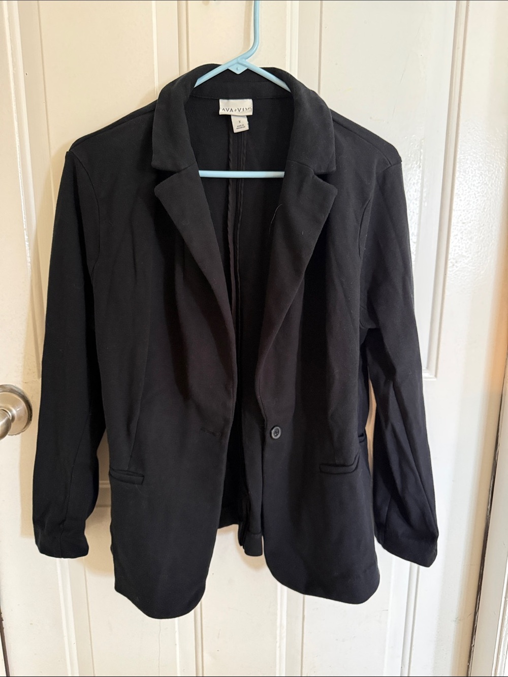 Ava & Viv Black Women's Single-Button Blazer Stretch Size X